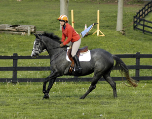 Sharon White demonstrating the correct galloping position