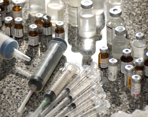 Various syringes and vials