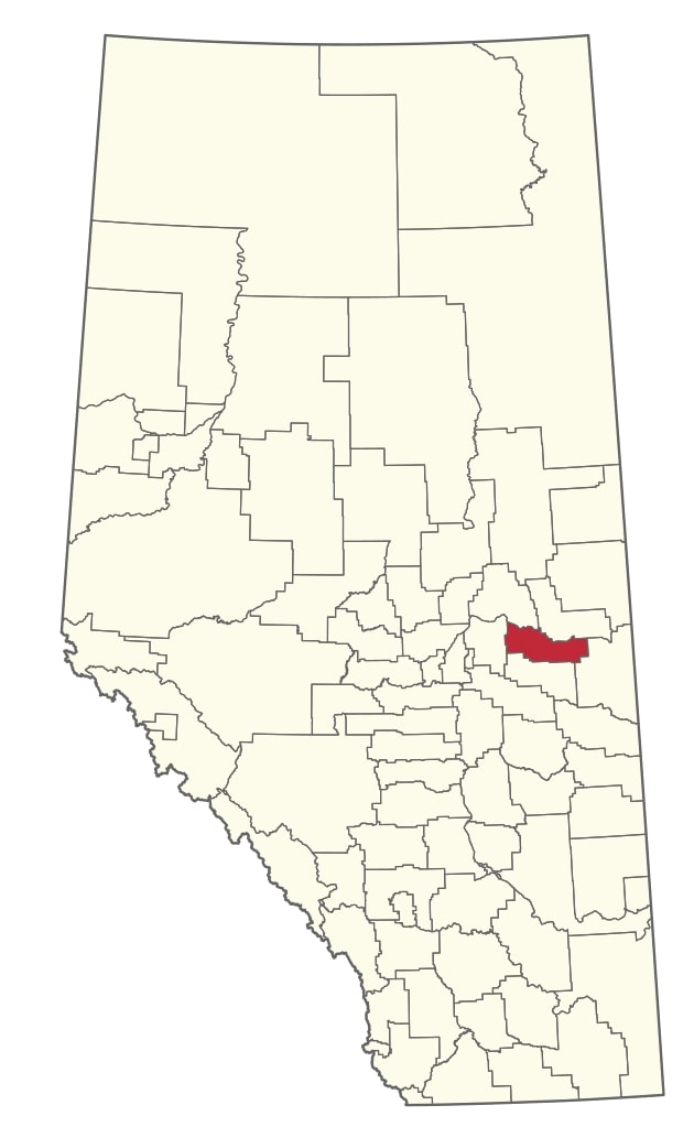 Map of Two Hills County, AB, where there is EIA