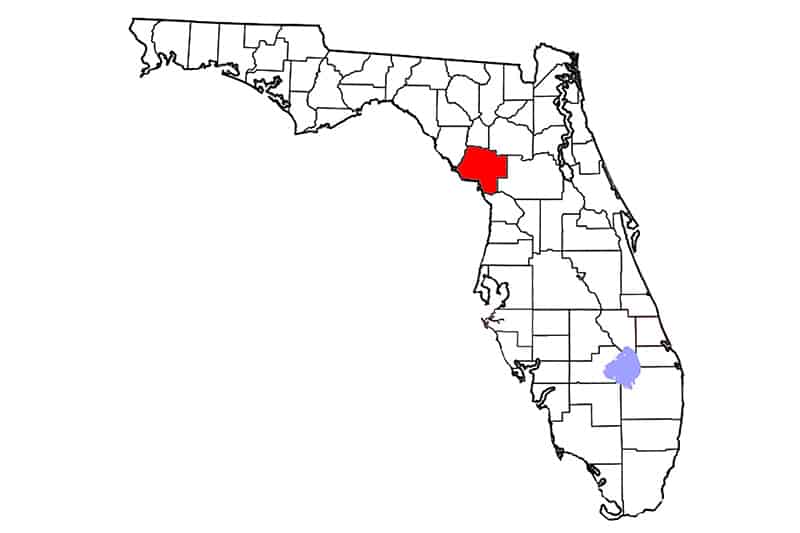 Map of Levy County, Florida