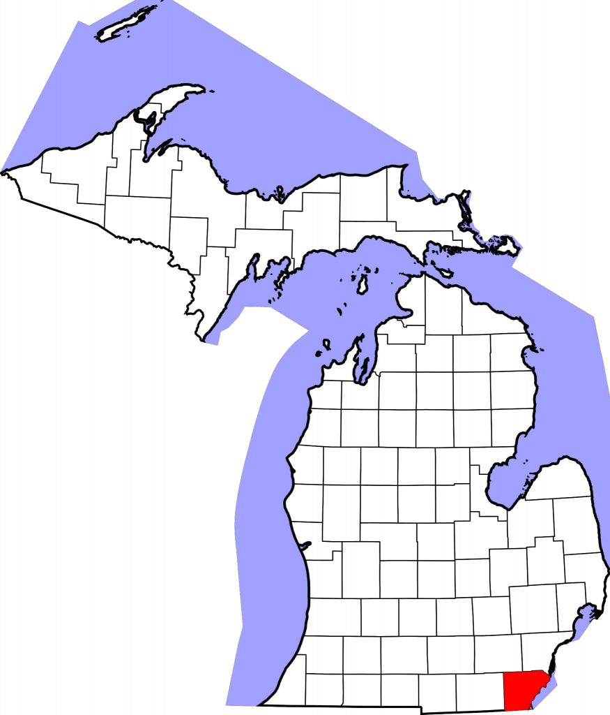 Map of Monroe County, Michigan, where a horse is positive for strangles. 