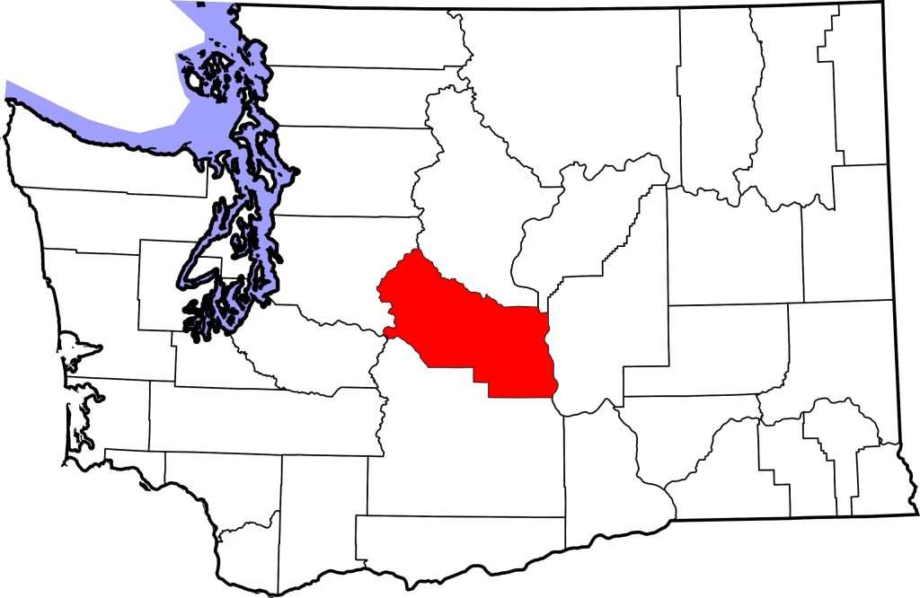 Map of Kittitas County, Washington, where a horse is positive for strangles. 
