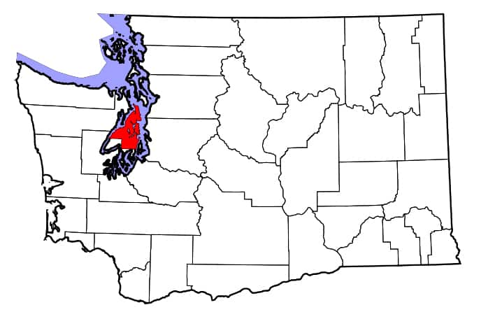 Map of Kitsap County, Washington, where there is a case of equine influenza and EHV-4. 