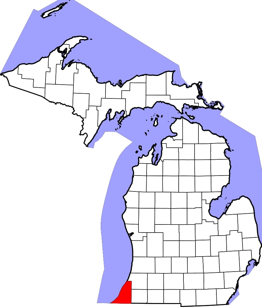 Map of Berrien County, Michigan, where 28 horses are exposed to strangles